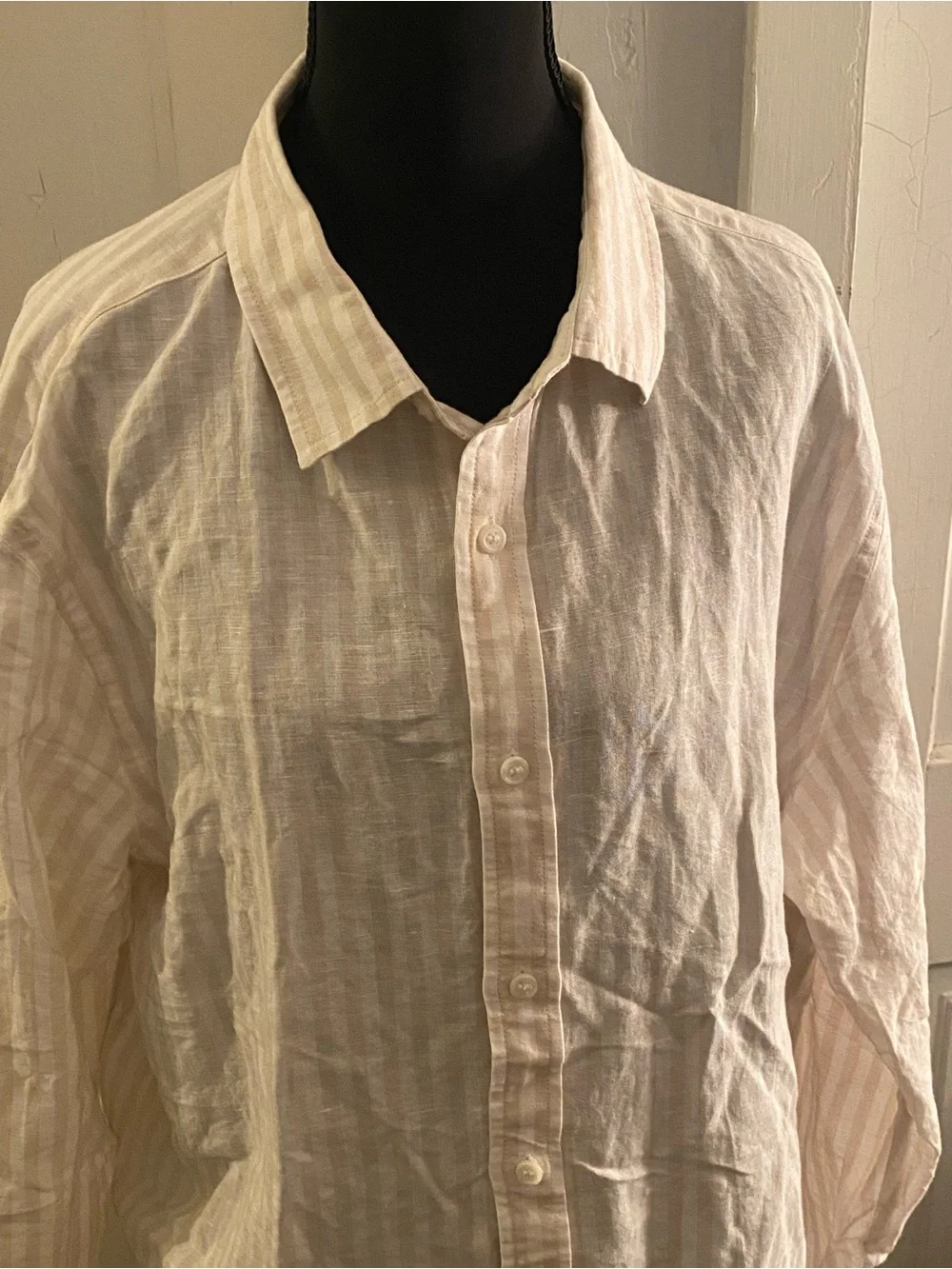Banana Republic Light Cream Stripe Button-Down Shirt